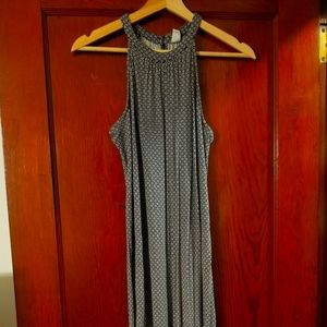 Long black dress with white flower pattern